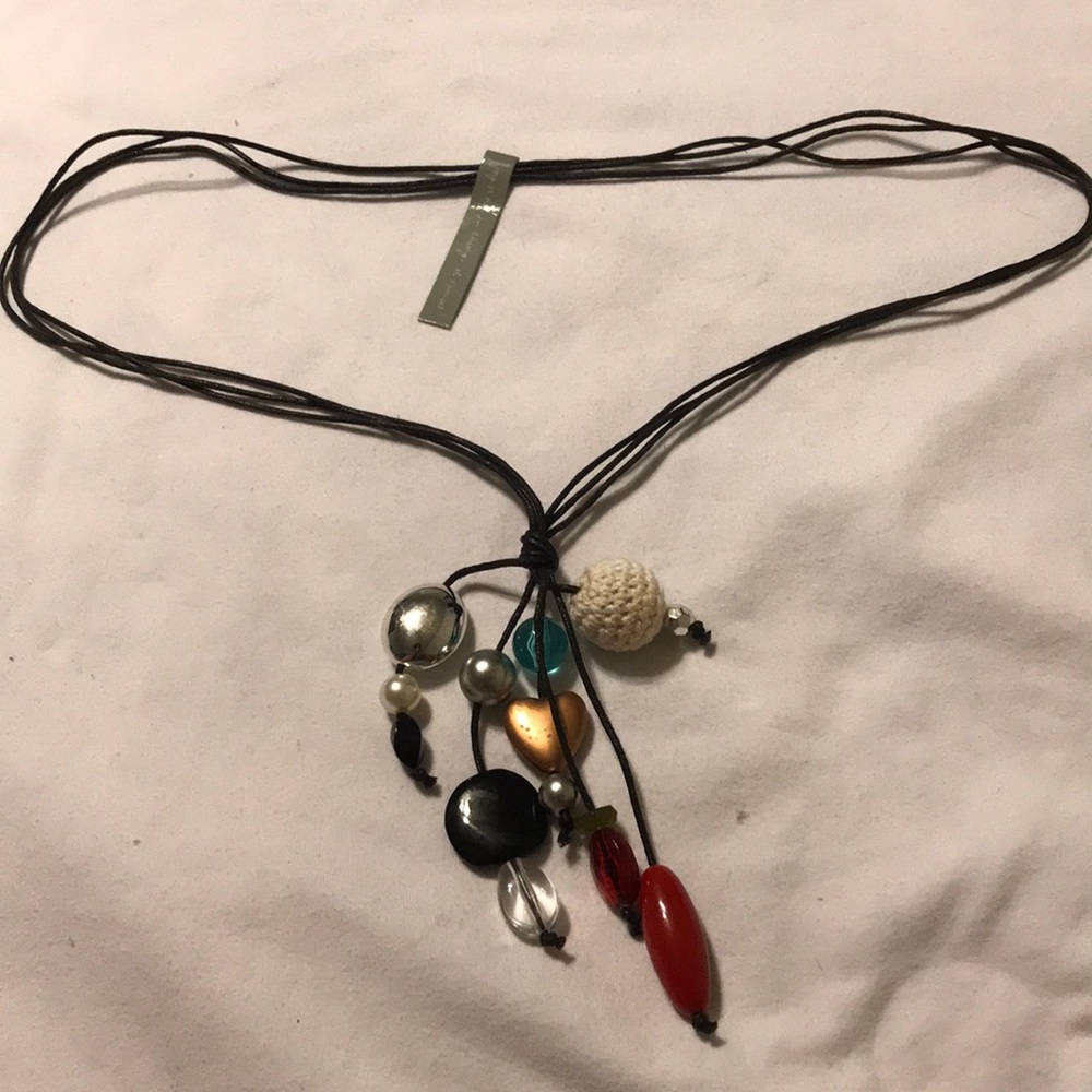Triple strand long necklace